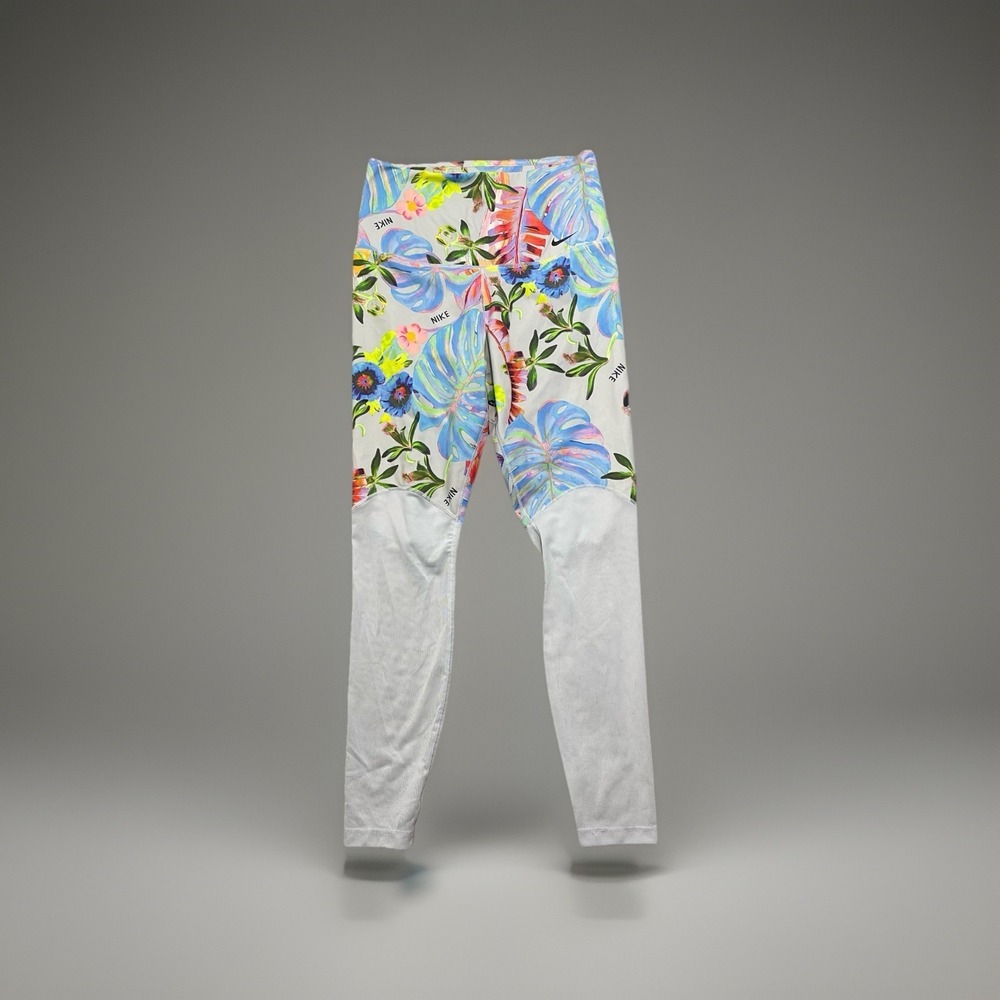 Nike Dri-Fit Power Victory Gray Floral Multicolor Training Tights Women's Size M